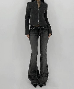 Stitch Unique Daily Slim Low Rise Denim Flared Pants