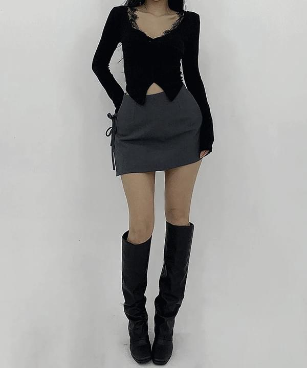 Nice Daily Balletcore Side Ribbon Skirt Mini Skirt