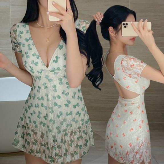 Herb Ribbon Dress Swimsuit