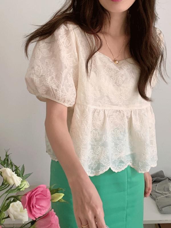 Dar Sheer Jacquard Blouse