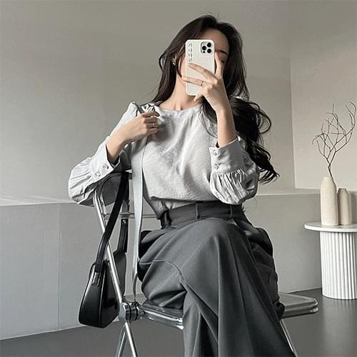 Ganadaran Drang Elegant Puff Scarf Tie Blouse 2color