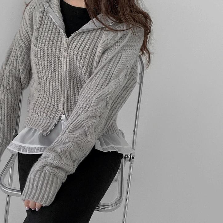 Hachi Twisted crop hooded cardigan