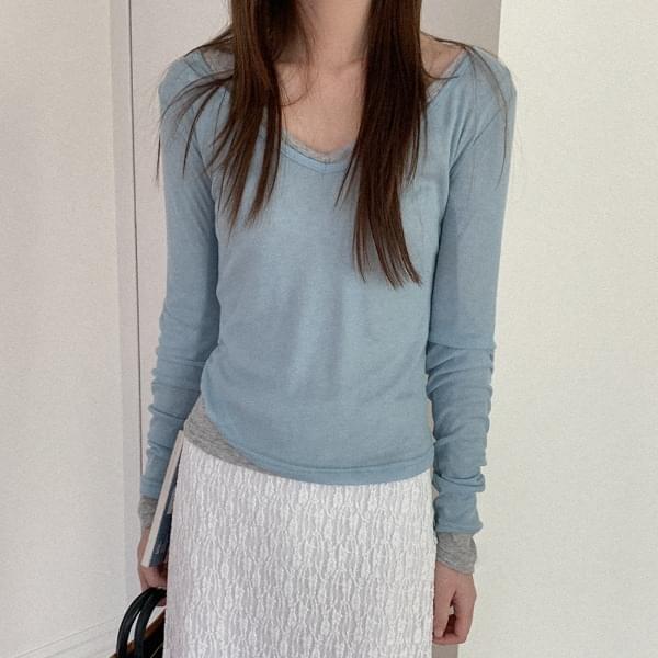 Hops See-Through V- V-Neck Sleeve Tee