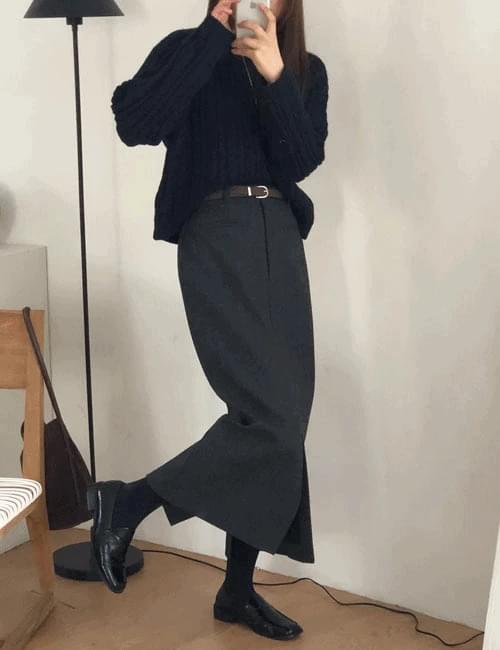 Herringbone wool skirt