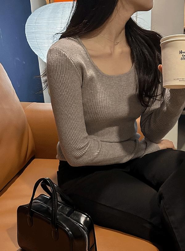Simple Square Ribbed Knitwear 