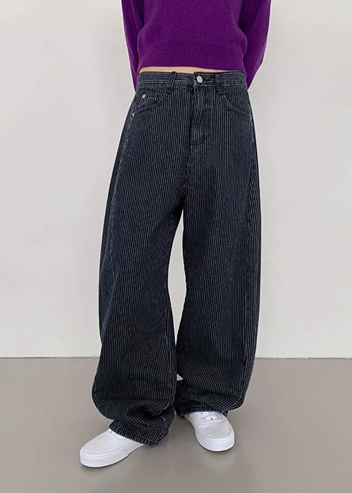 Roy Stripe Denim Wide Pants