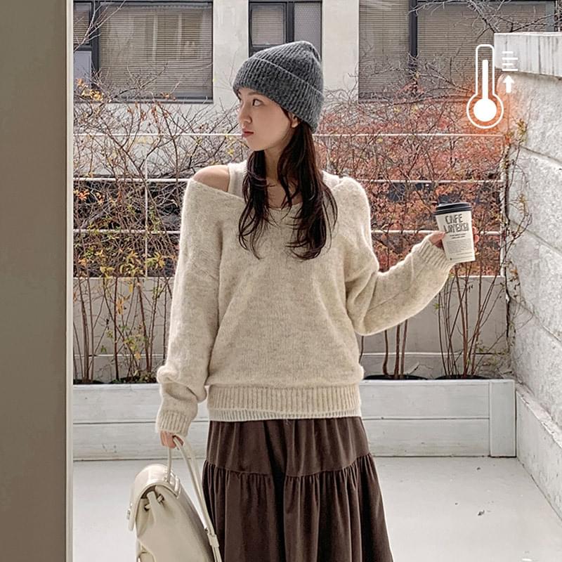 Heven Sleeveless Set V-Neck Loose-fit Knitwear 
