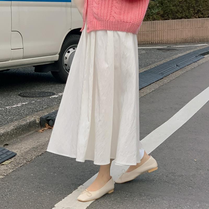 Marien banding flare long skirt