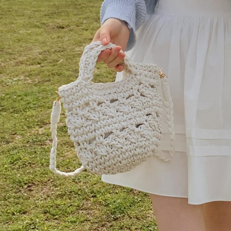 鐘繡蕾絲小型手提包