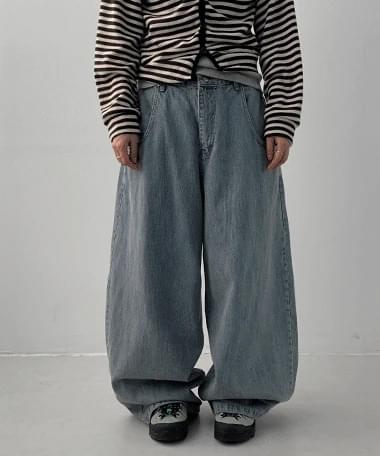 Crimson Balloon Wide Denim Pants