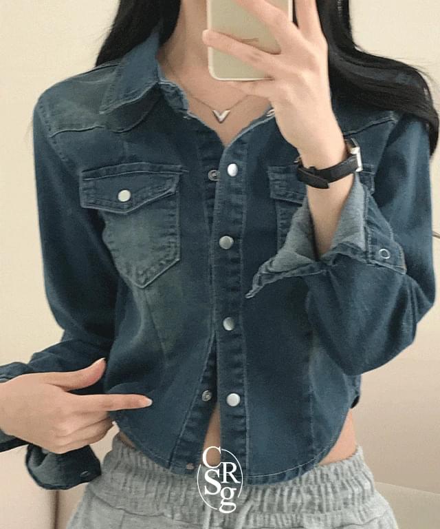 Ted Vintage Faded Crop Denim Shirt