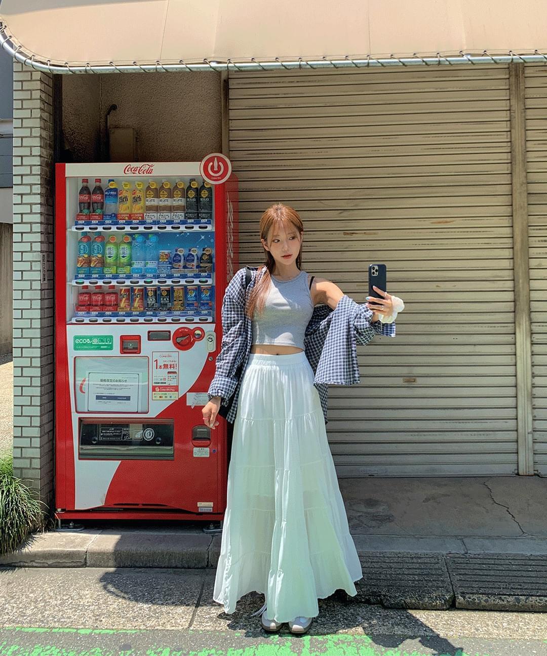 Ikku Maxi Cancan Pleated Banding Long Skirt (Ships Today)