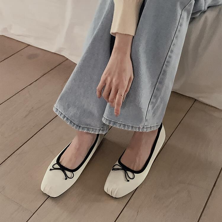 Lausanne color combination ribbon flat shoes