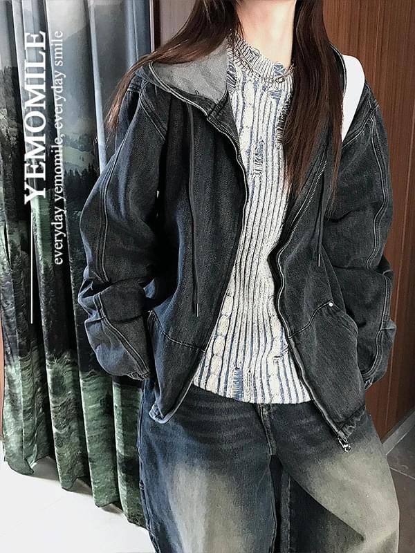 Thomas Denim Hooded Zip-Up