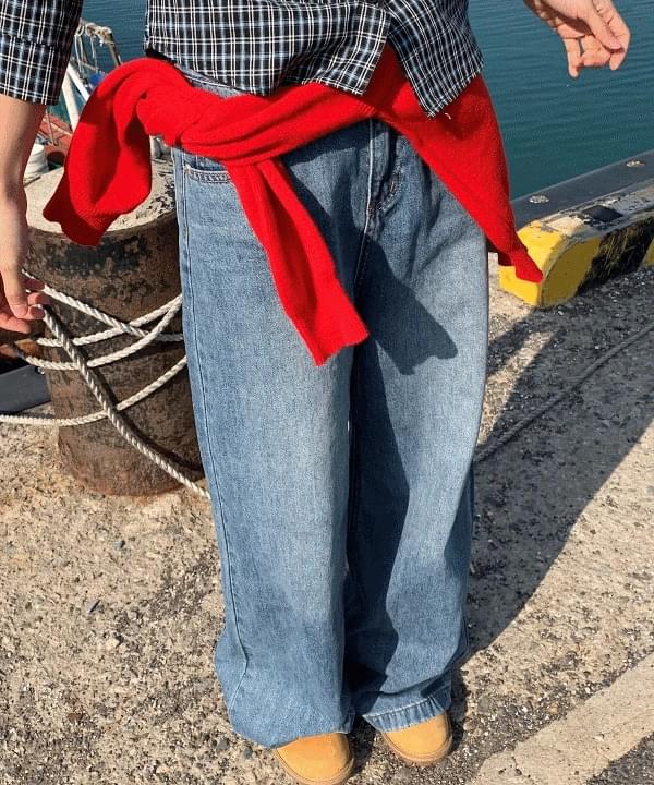 Pappy back pocket Split denim pants spring jeans 1 color