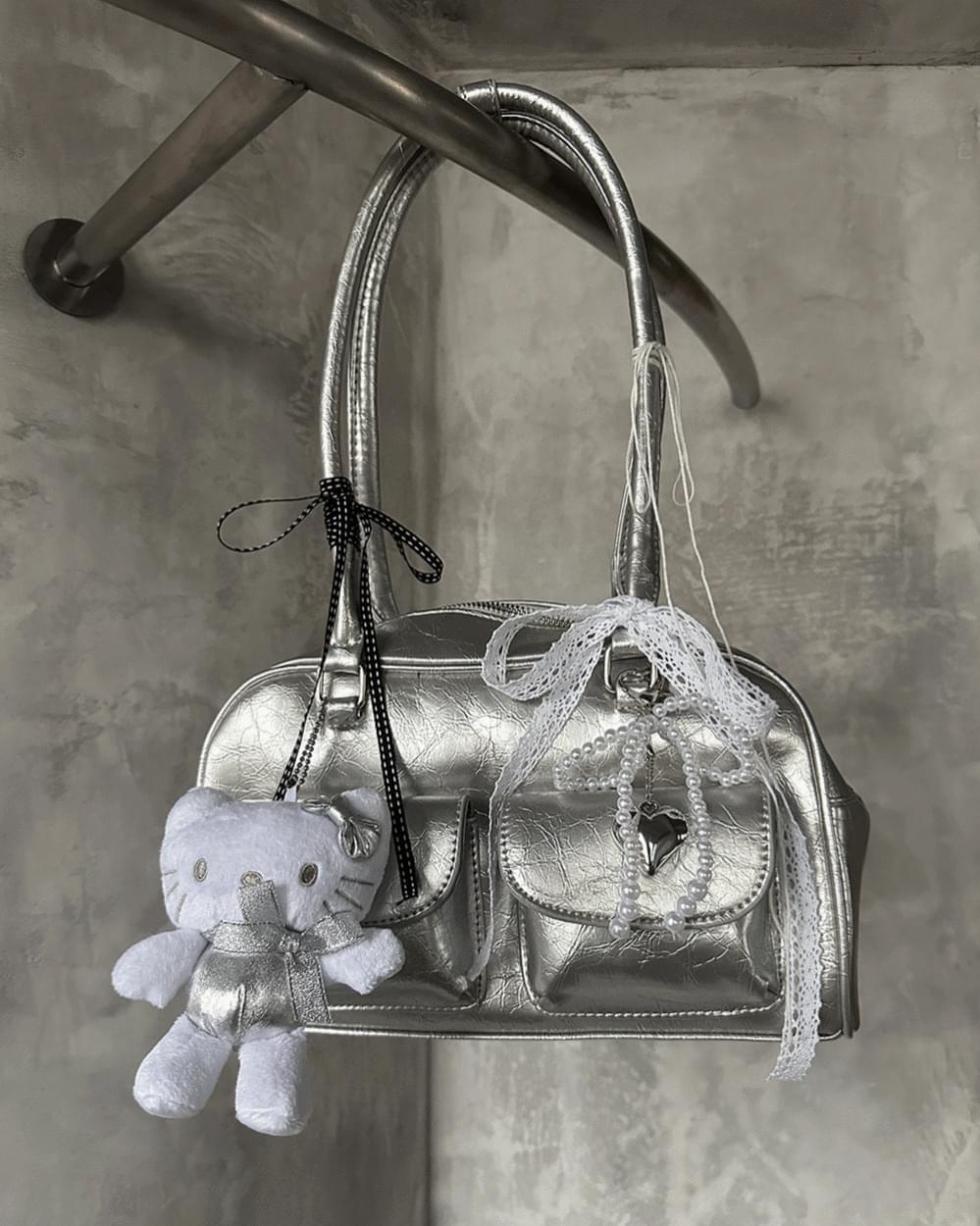 Silver Pocket Back Shoulder Bag (Ships Today)