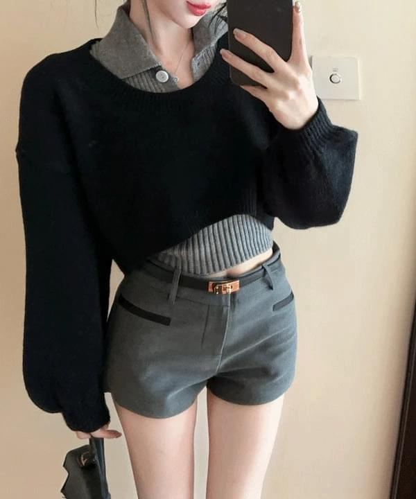 Libro Crop Knitwear & Vest Layered Set