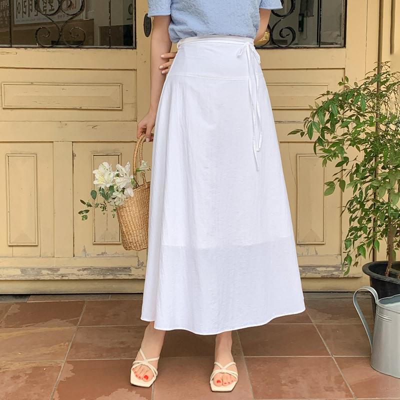 Marona Ribbon Flare Long Skirt