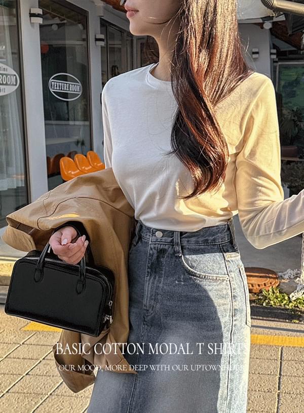 Basic Cotton Modal Long Sleeve T-Shirt