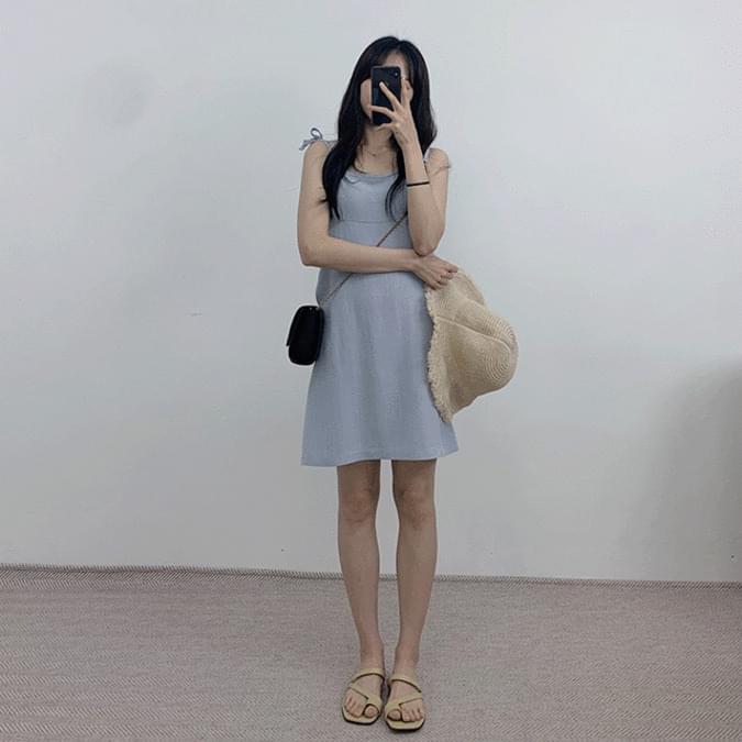 아쿠아 린넨 미니 원피스