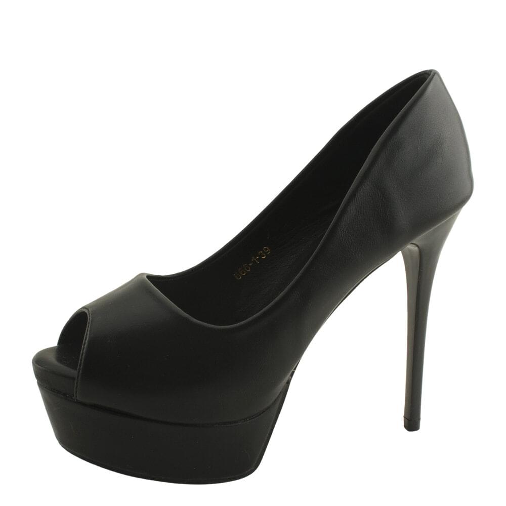 Toe Open Gaboshi Kill Heel Pumps 12cm Basic Black
