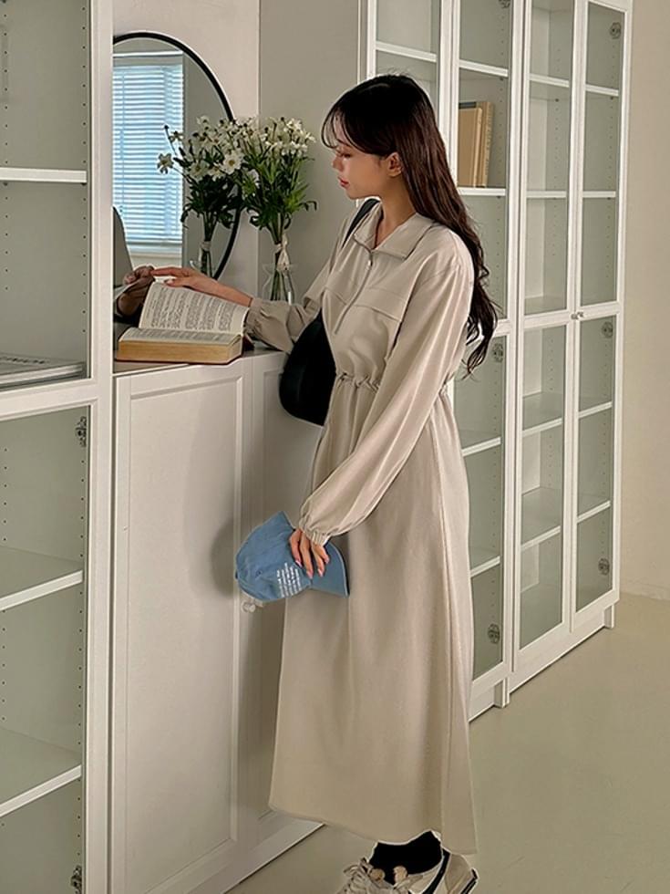 Luant half zip-up string long Dress