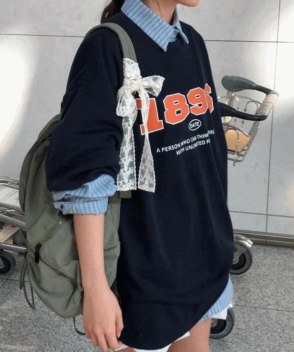 1896 Overfit Lettering Spring Summer Layered Short Sleeve T-Shirt 3 Colors