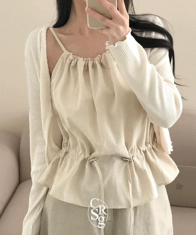 Luca Anorak Shirring Sleeveless Blouse
