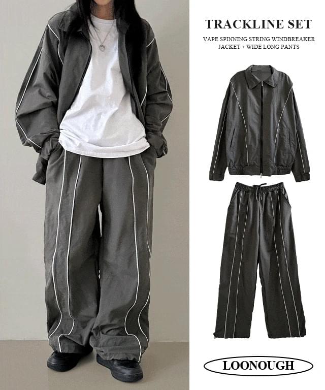 Bape Zip-up Windbreaker Jacket + Wide Long Pants