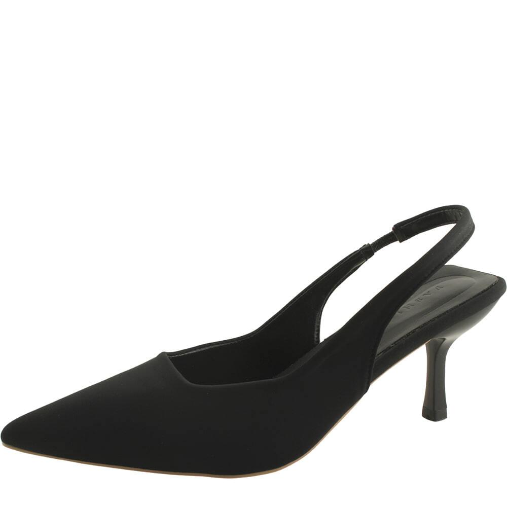 Satin slingback stiletto heel high heel 7cm black