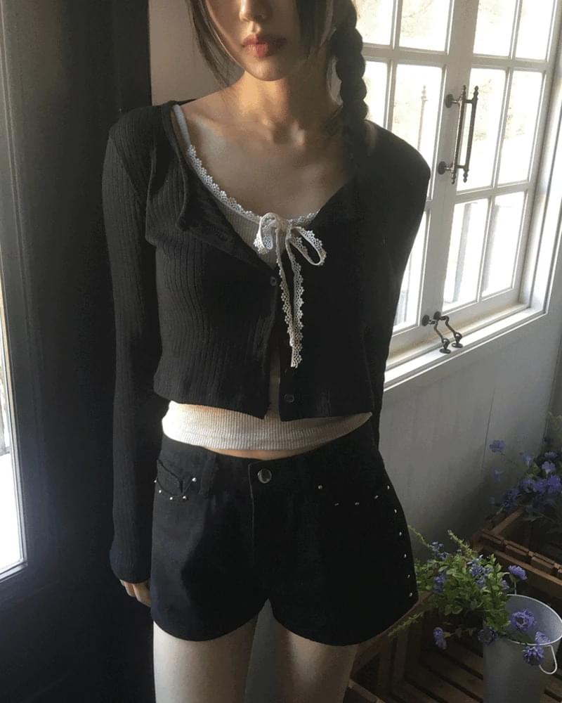 Ponen Cotton Ribbed Crop Unisex Cardigan
