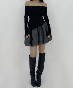 Pumpkin Daily Balloon Layered Banding Mini Skirt