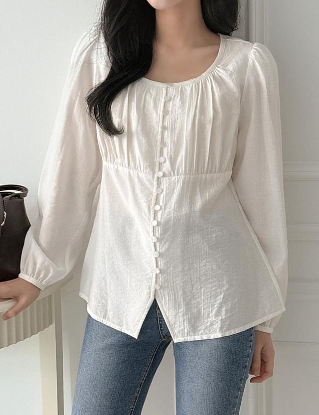 Downa shirring button blouse 80433