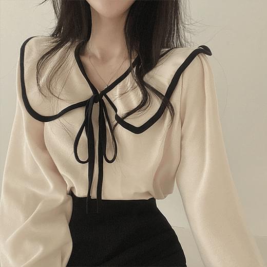 3color light color ribbon blouse