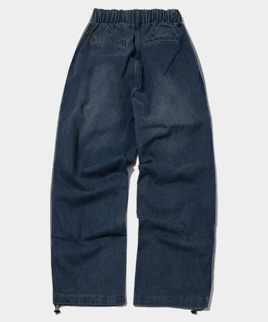 Sideline tutu damage washed denim banding wide pants