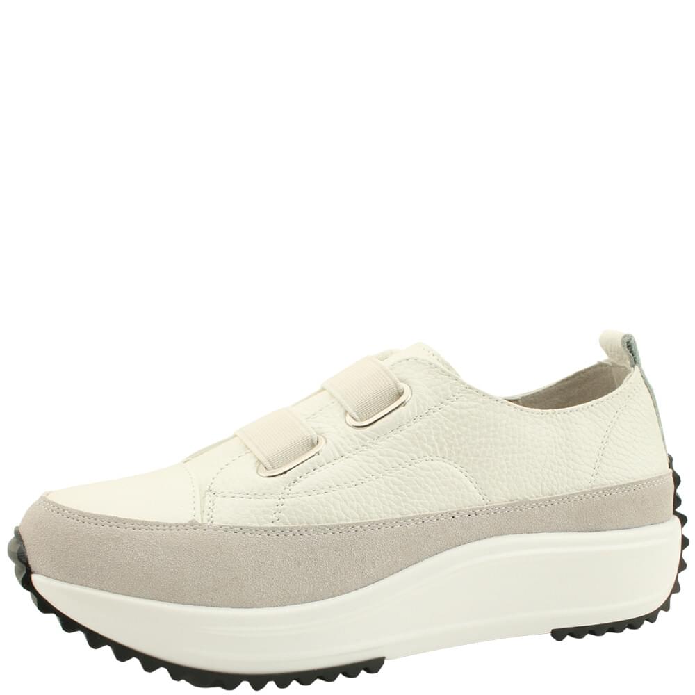 Calfskin banding strap canvas shoes daily sneakers white