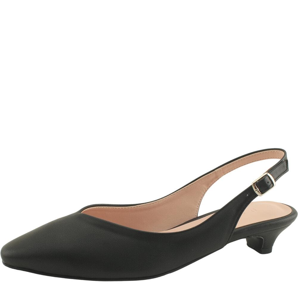 Domestically produced simple slingback low heel pumps 3cm black