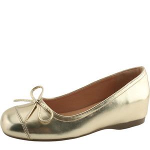 Height Increased Heel Wedge Ribbon Flat Shoes 5cm Gold