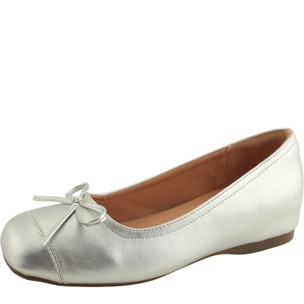 Height Increased Heel Wedge Ribbon Flat Shoes 5cm Silver