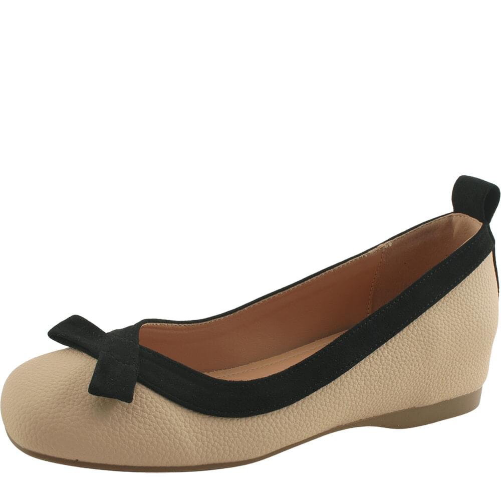 Height Increased Heel Ribbon Tie Ballet Flat Shoes 5cm Jinbeige