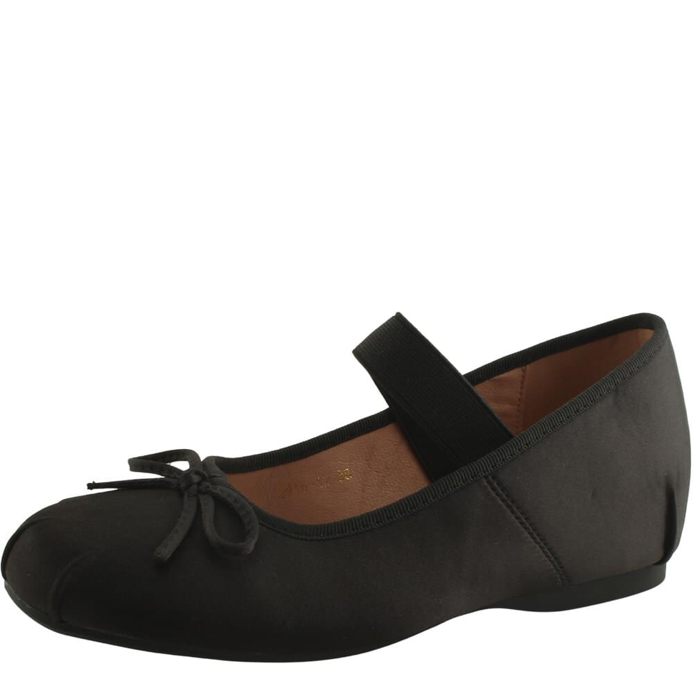 Silk Ribbon Banding Mary Jane Height Increase Flat Shoes 5cm Black Size 240