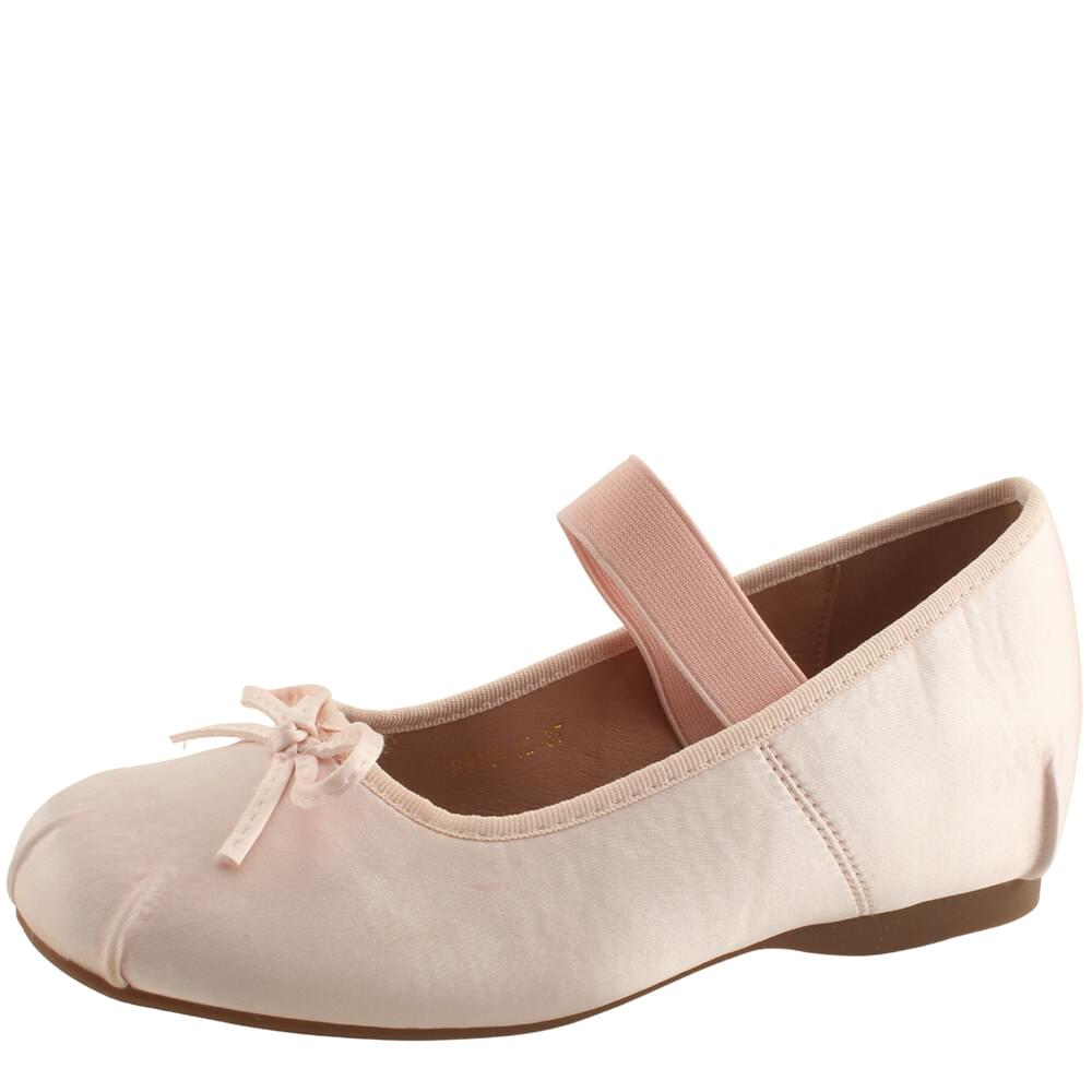 Silk Ribbon Banding Mary Jane Heel Flats 5cm Pink Size 240