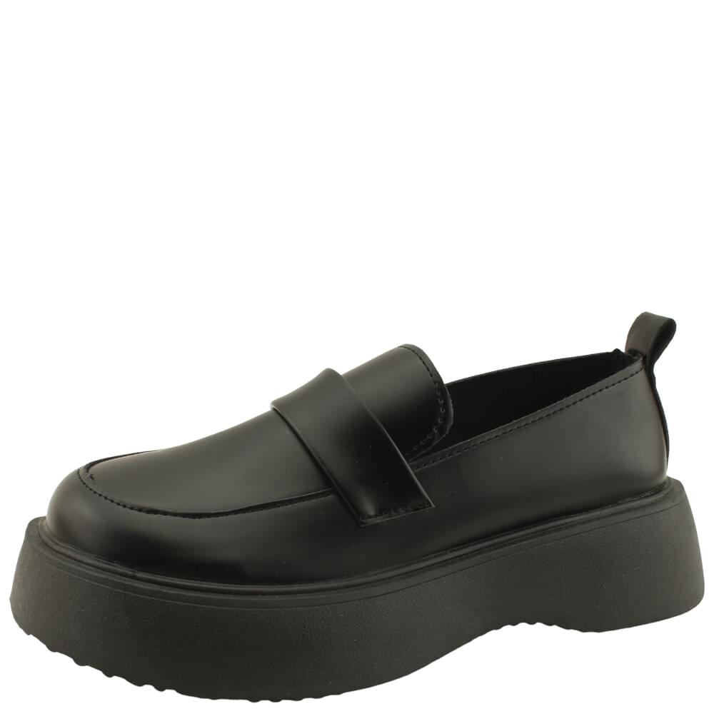 Simple high heel mid heel loafer 5cm matte black