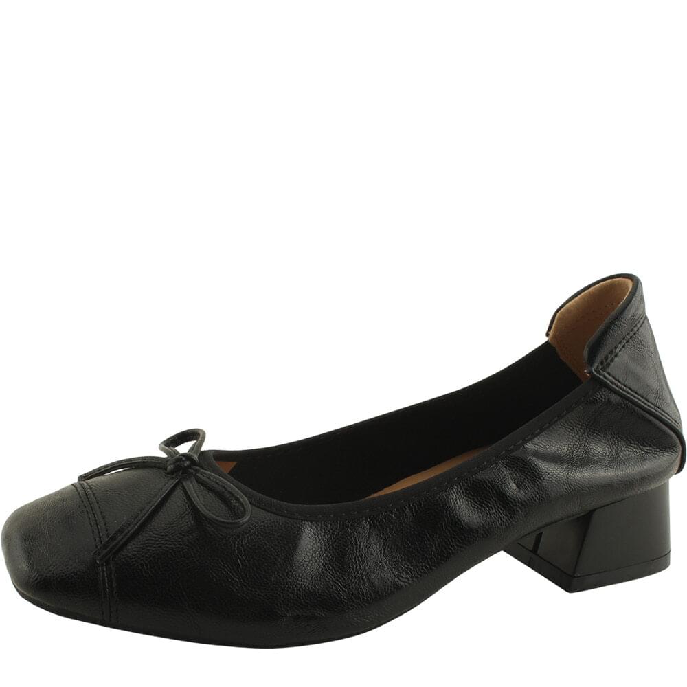 Sheepskin low heel flat shoes 4cm black