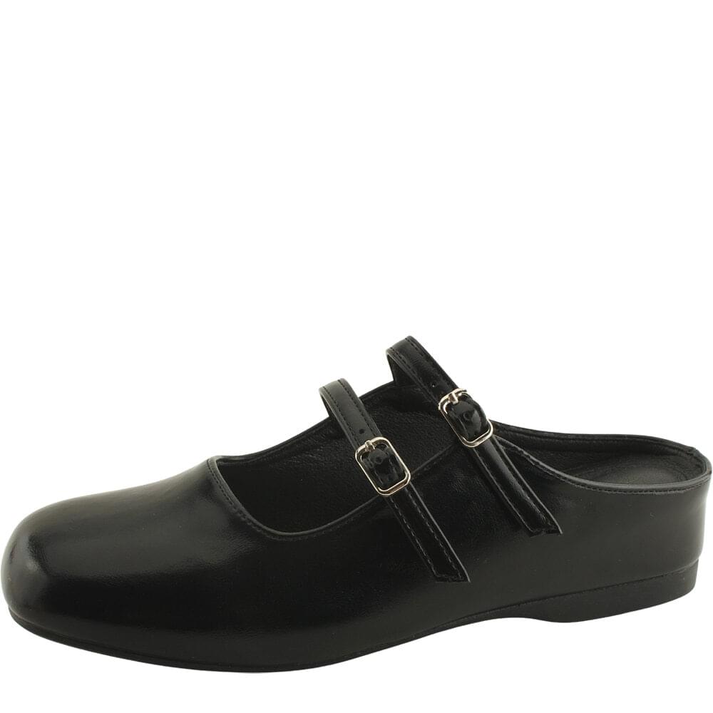High heel wedge mary jane mule loafer black