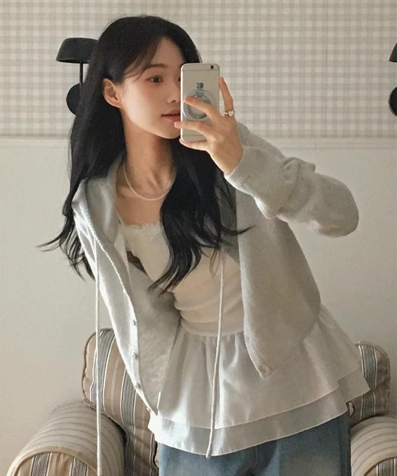 Kuku Alpaca Hood Cardigan (25% Alpaca, Basic Item)