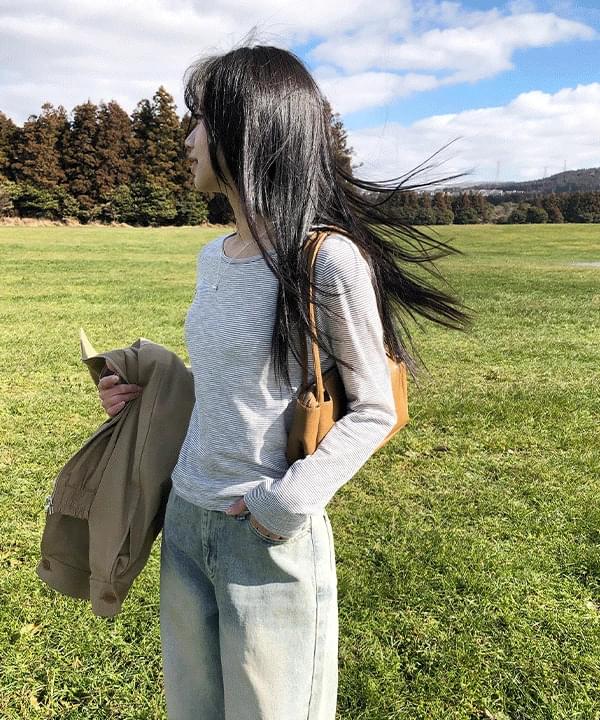 Boybi Jean Stripe Long Sleeve T-Shirt -4color