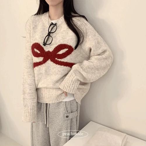 Sullivan Round Color Block Ribbon Overfit Long Sleeve Wool Knitwear (Ships Today)