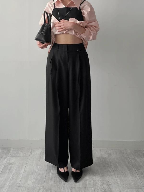 【INCHANT ME】Newpopo Strap Wide Slacks Setup Available] Popo Nylon Strap Wide Pants (3C) - INCHANT ME