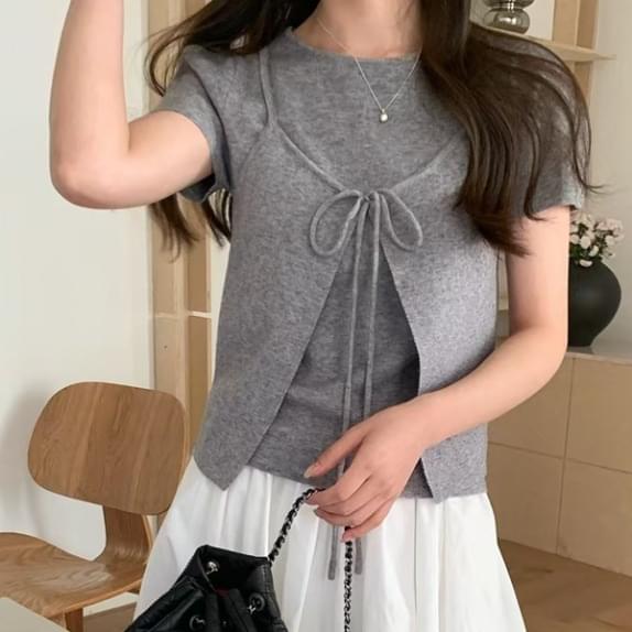 Somi Short Sleeve Knitwear Bustier SET